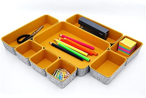 Welaxy 8-Piece Felt Drawer Organizers Curry Desk Tray Makeup Storage - Image 3
