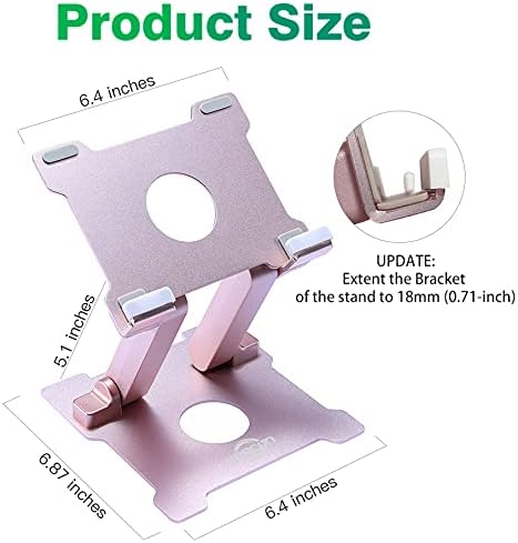 KABCON Tablet Stand,【Updated】 Adjustable Eye-Level Aluminum Solid Desktop Stand Holder,Compatible with iPad Series,Microsoft Surface Series,Samsung,Kindle Fire,Etc.Up to 15'' Tablets-Pink - Image 2