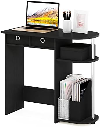 Furinno Go Green Desk, 31.5" Wide Gaming Desk with 2 Side Shelves and Storage Bins, Computer Desk, Office Desk for Home Office, Study Room, Dorm, Bedroom, Americano by Furinno-FitsYourSpaceFitsYourBudget