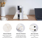 Karibiber Marble Bookends for Heavy Books, Calacatta Decorative Book Ends for Shelves, Unique and Heavy Bookends for Hardback Book & Cookbooks, Stone Book Stopper, Modern Book Holder,Set of 2 - Image 3