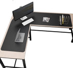 Chihein Leather Desk Mat L Shaped 61” x 72.8” x 23.6” (Black) by Chihein