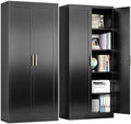BESFUR 71" Tall Black Kitchen Pantry Cabinet, Metal Food Storage Cabinet with 4 Adjustable Shelves, Freestanding Cupboard with Doors for Kitchen, Dining Room, Living Room, Bathroom, Laundry Room by BESFUR