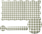 Sabary Gingham Desk Mat Scalloped Sage Green, 31.5 x 15.7 Inch by Sabary