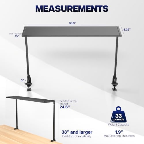 VIVO Black Clamp-on 38 in Overhead Desk Shelf Mount, DESK-SHELF38-B - Image 3