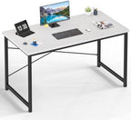 OLIXIS 47 Inch Computer Office Desk for Small Spaces, Writing Gaming Work Desk Modern Study Table with Metal Frame Home Bedroom, White by OLIXIS