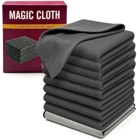 Genie Cloth Magic Cloth Genie Magic Cleaning Cloths 10-Pack, Reusable Microfiber Cleaning Cloth Without Fluff or Stripes Suitable for Windows,Mirrors, Stainless Steel, Kitchens, Cars, and Screens by Unknown