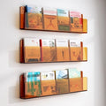Magazine Holder Vinyl Records Holder 3-Layer Brochure Holder Wall Mount, Hanging Magazine Rack Clear Acrylic Floating Shelves Heavy Duty, Literature Organizer for Office, Kids Room, Home(Orange,L - 80 by Unknown