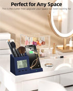 Desk Organizer with Wireless Charger, Digital Clock, Thermometer & Hygrometer - Multi-Functional Pencil Holder, Office Desk Accessories Storage Caddy for Home, Office, Men, Women (Battery Included) - Image 5