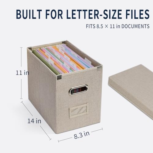 File Organizer Box with 15 Hanging File Folders, Lift-Off Lid - Image 4