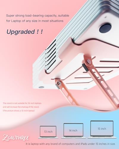 360° Rotating Adjustable Laptop Stand Perfect for Work, Painting,Office,Travel,Home,Fits MacBook & Laptops up to 13-15",Dual Rotary Shaft,Folding Design-Pink - Image 6