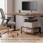 Zonon 2 Tier Printer Stand Under Desk with Wheels, Open Shelf Style, Brown - Image 6