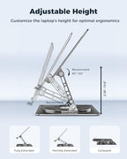 Aoviho 360° Rotating Laptop Stand for Desk | Adjustable, Foldable, Portable Aluminum Ergonomic Riser | Compatible with MacBook, Dell, HP & All Laptops 10-16 inch | Black - Image 2