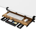 ETHU Under Desk Keyboard Tray with Metal Slide Rail, 26.8x11.8", Walnut by ETHU
