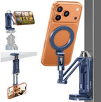 OMOTON TP02-Pro Magnetic Phone Holder, 5-in-1 Tripod Stand with Rear Attachment Plate | Desk, Kitchen, Gym, Vlogging | iPhone 12-17 Series, Blue by OMOTON