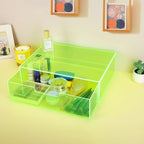 Gelite Acrylic Desk Organizer with Drawer for Makeup Vanity Stackable Desktop Storage Box for Office Supplies, 13.8 x 9.8 x 3.9’’, Neon Green - Image 5