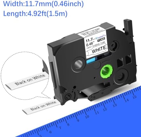 USUPERINK 20PK Compatible for Ptouch HSe-231 HSe231 HS-231 HS231 Black on White 11.7mm 0.46'' Heat Shrink Tubing for Wire Cable for PT340 PT330 PT350 PT520 PT530 PT540 Label Maker Tape - Image 4