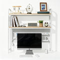 deli Desktop Shelf, Desk Hutch with Metal Pegboard, White by delioffice