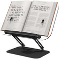 Acrylic Book Stand for Reading Hands Free - Adjustable 360° Rotating Cookbook Holder with Elastic Page Clips & Foldable Base, Multi-Angle Desktop Display Stand for Recipes, Laptops, Tablets, Bibles by Aiuca