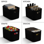 ORGIDOL 12 Pack Black Plastic Storage Bins, Storage Container for Organizing, Storage Boxes with Handle for Shelves, Cute Organizer Bins for Craft, Snacks, Pantry, Cabinet, 8.7x6.7x5.66inch - Image 2