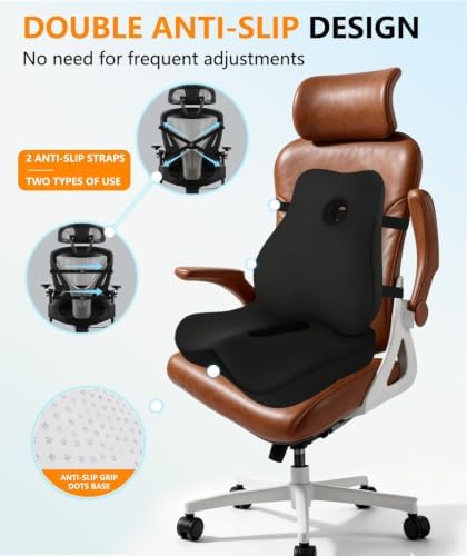 Lumbar Support Pillow & Seat Cushion for Office Chair, Memory Foam Office Chair Cushion for Tailbone Pain Relief and Lower Back Support, Ergonomic Desk Chair Cushion for Gaming,Wheelchair,Home - Image 5
