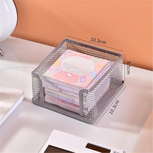 Post It Note Holder Metal Mesh Desktop Sticky Note Box 5 Pack Office Supplies Storage Organizer Memo Stand Paper Holder Desk Accessory Silver - Image 3