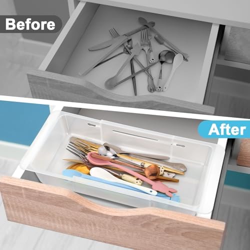 4 PCS Deep Drawer Organizer Bin Adjustable Sliding Drawer Organizers - Image 4