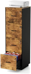 VINGLI 4 Drawer File Cabinet with Lock, Home Office Filing Organizer, for Letter Size File Folder Storage, Wood Tall Vertical Filing Cabinet, Printer Stand, Archivador (Rustic Brown) by VINGLI