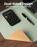 Aothia Cork Desk Mat - Dual-Sided XL PU Leather Desk Pad & Full Desk Protector, Large Waterproof Desktop Mat for Office & Gaming (47" x 23.6", Aqua) - Image 2