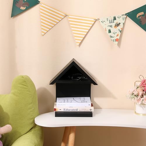 Wall Mounted Wood Bookcase, Small Bedside Bookshelf, Wooden Triangle Nightstand Book Rest,Gift for Book Lover Stand (Black) - Image 5