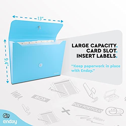 Accordion File Organizer, 7 Pocket Expanding File and Cover Folder with Labels, Plastic Portable Desktop Letter A4 Paper, in Red, Green, Pink, Blue, Purple, Multicolor, (6 Pc) – By Enday - Image 5