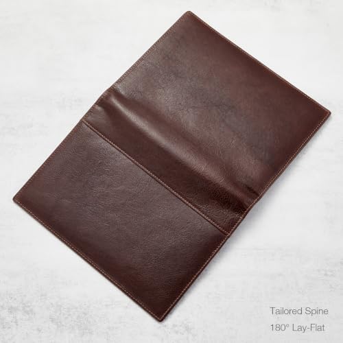 HISCOW Slim Leather Junior Padfolio, 5x8 Notepad Cover, Veg-Tanned Coffee - Image 4