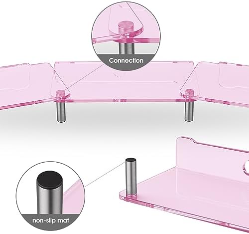 Pink Acrylic Dual Monitor Stand Riser，Adjustable Length Angle for 2Monitors - Image 5