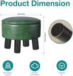 Small Foot Stool Ottoman with Storage, Faux Leather Ottoman Foot Rest for Couch, Round Footstool Ottomans for Living Room (Green) - Image 2