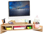 Triangle Monitor Stand Riser,Cut Triangle Save Space Desktop Corner,Desktop corner shelf with drawers wooden computer stand with storage laptop risers office organization. (No drawer) by KUAIYU