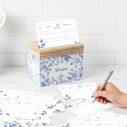 R HORSE Wooden Recipe Box with Cards & Dividers for Cooking Lover Kitchen - Image 4