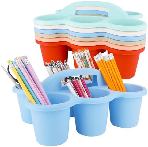 6 Pack Classroom Caddy Organizer with Handle 6 Compartments Table Caddy by Unknown