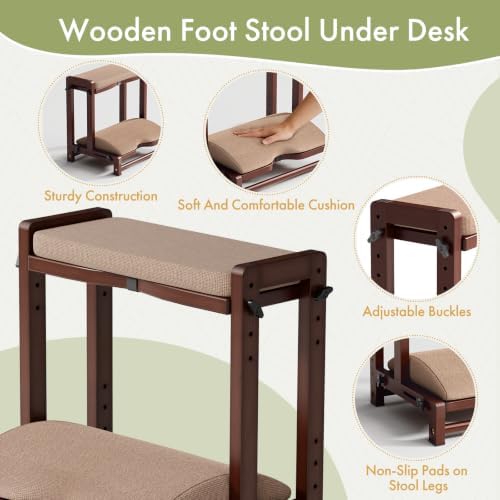 Double Step Foot Rest Under Desk with 4 Heights (Walnut Color) - Image 4