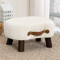 LUE BONA Small Curved Foot Stool with Handle, Beige Velvet Footstool and Ottomans, Modern Foot Rest with Wooden Legs, Step Stool with Padded Seat for Couch, Living Room by LUEBONA