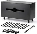 Extra Large Cable Management Box，Wood Cable Organizer Box,Power Strip Box & Organizer for Power Strip, TV Wires & Desk Cable Storage,Hide Desk Cord and Floor Cables (Black) (Black) by Unknown