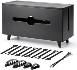Extra Large Cable Management Box，Wood Cable Organizer Box,Power Strip Box & Organizer for Power Strip, TV Wires & Desk Cable Storage,Hide Desk Cord and Floor Cables (Black) (Black) by Unknown