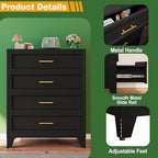 Ckzbx Metal Dresser Under Desk Metal Filing Cabinets, 43.11" H Drawer Chests of Drawers for Office, Garage (4 Drawers Black 31.5 inch Wide) - Image 5
