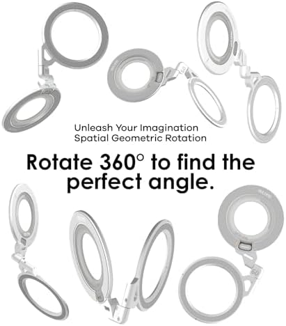 Aulumu G09 Magnetic Ring Grip | Omnidirectional Rotation | MagSafe Compatible | Aluminium Alloy Construction | Stable Dual-Sided Magnetic Attachment | Includes Handle Ring Phone Stand- Silver - Image 3