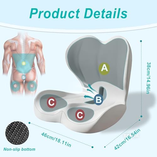 Seat Cushion for Office Chair, Ergonomic Cushion with Lumbar Support Pillow - Image 2