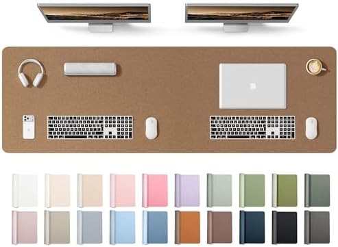 YSAGi Leather Desk Protector, Office Mat, Large Mouse Mat, Non-Slip PU Leather Blotter, Laptop Desk Mat, Waterproof Writing Pad for Office and Home(Shiny Bronze, 63" x 17.2") by YSAGi