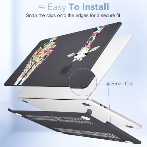 May Chen for M5 MacBook Air 13.6 Inch Case 2026 2025 2024-2022 Release M5 A3449 M4 A3240 M3 A3113 M2 A2681, Plastic Hard Shell Case for MacBook Air 13.6" with Retina Display, Black Colorful Giraffe - Image 6