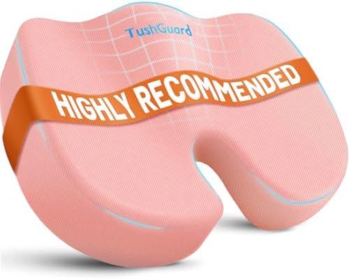 TushGuard Memory Foam Seat Cushion for Office Chair, Car Seat, Pink, XL by TushGuardSeatCushonsPillows
