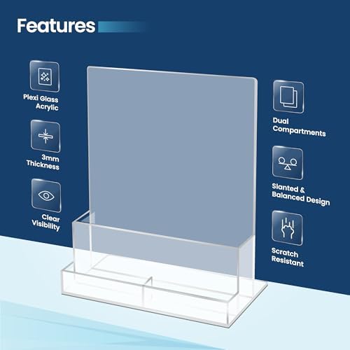 6 Pack Acrylic Flyer Holder 8.5 x 11, Clear Brochure & Buisness Card Holder - Image 3