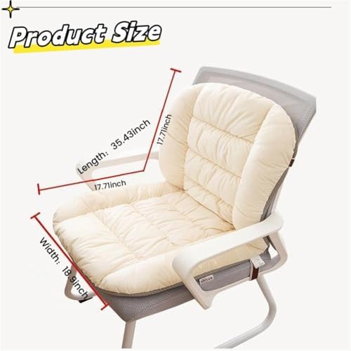 Plush Desk Chair Cushion with Ties Non-Slip Office Chair Cushions with High Back Soft Pink Seat Cushion Cute for Gamer Dorm Desk Chair (Light Gray) - Image 2