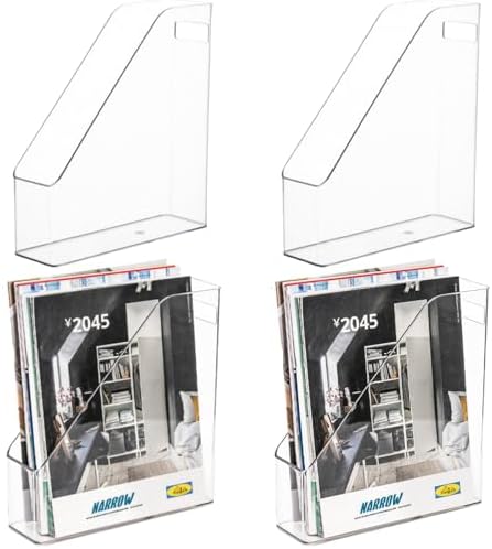 WRINGKIT 4 Pack Clear Magazine Holder, Vertical by WRINGKIT