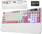 BlueFinger Wireless Gaming Keyboard Pink Creamy Keyboard with Number Pad by BlueFinger